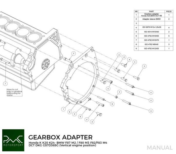 Getriebeadapter Kit Honda K K20 K24 - BMW DCT DKG Getrag GS7D36SG N54 N55 S55x (V) – Bild 7