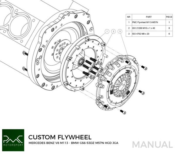 Getriebeadapter Kit Mercedes-Benz M112 M113 M113K - BMW E60 530D M57n GS5-39DZ HGD JGA 6-Gang - 240mm / 9.45" – Bild 5