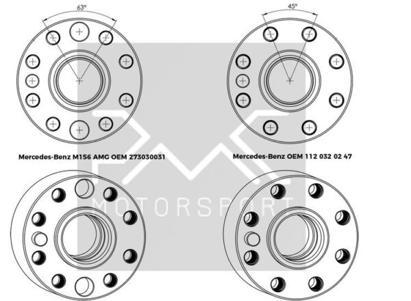Getriebeadapter Kit Mercedes-Benz M156 - manuellen 6-Gang BMW M57n GS6-53DZ HGD JGA - 240mm / 9.45" – Bild 2