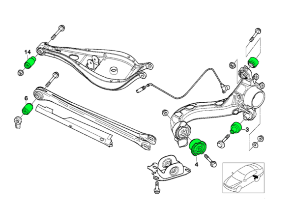 Lenkerbuchsen-Set aus Aluminium BMW E36 E46 Uniball – Bild 6