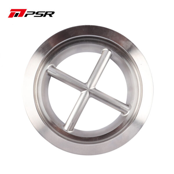 Second image of Pulsar PSR 5'' to 4'' Stainless Steel Cross Guard Flange Clamp Kit for 400 Series Turbos Turbine Housing Outlet