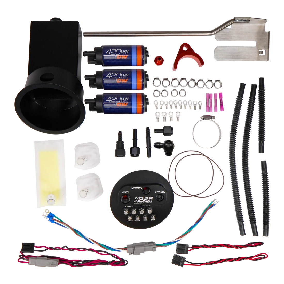 X2 Surge-Modul mit DW420 Pumpen und Einbaukit DeatschWerks für Nissan Silvia Skyline 1994-2002