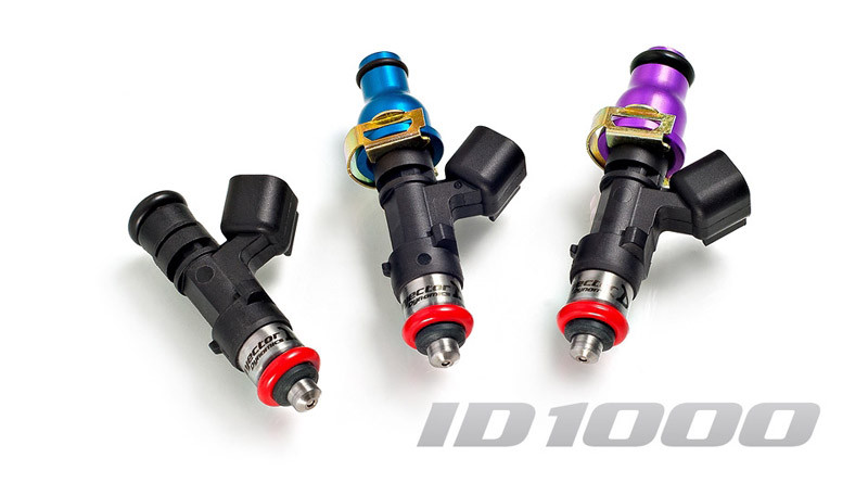 Einspritzdüse set 4 teilig Injector Dynamics 1000cc/min, Honda Accord F, H- Ser. 92-02 / Civic B, D, H, F- Ser. 88-00 / Integra B, H- Ser. 90-01 / Nissan 200SX S13 S14 S15 SR20DET / Toyota MR-2 3S-GTE 90-96 / 11mm (blue)