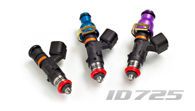 Einspritzdüse set 4 teilig Injector Dynamics 725cc/min, Honda B, D, H, F  Ser. 88-01 / Infiniti SR20 91-01 / Nissan 200SX S13 S14 S15 SR20DET / Toyota MR-2 3S-GTE 90-96 / 11mm (blue)