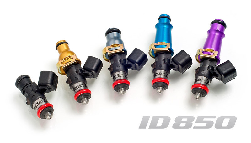 Einspritzdüse set 6 teilig Injector Dynamics 850cc/min, Infiniti G37 VQ37 / Nissan 370Z VQ37 / GTR R35 VR38 48mm / 14mm (grey)