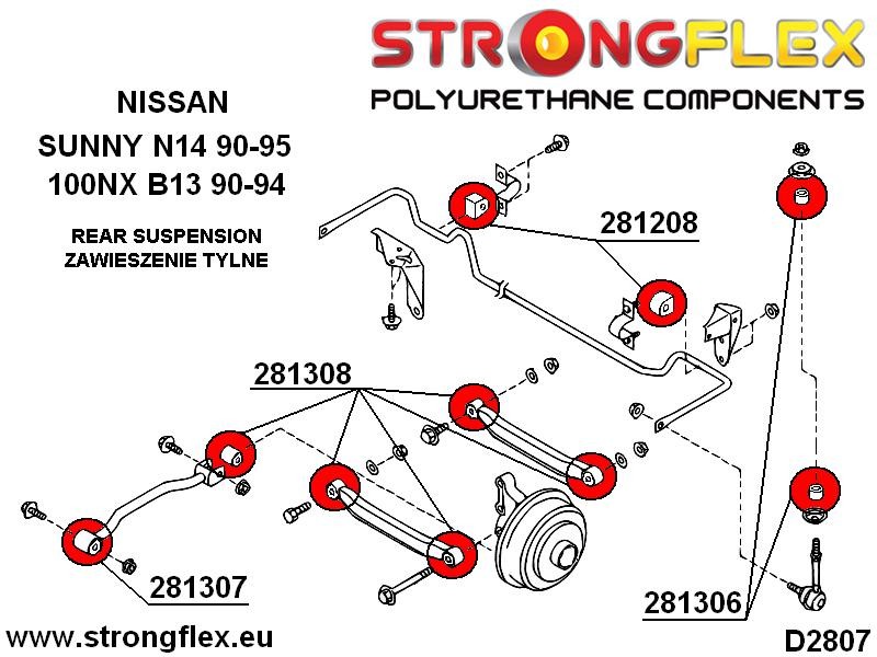 286100B: Hinterradaufhängung Polyurethan-Kit Nissan 100NX