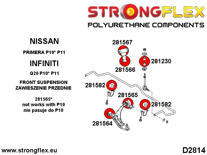 Second image of 286155A: Vorderradaufhängung Polyurethan kit SPORT Nissan Primera P11